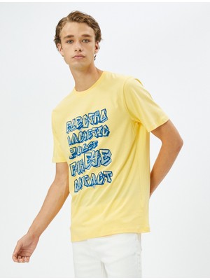 Koton Grafiti Baskılı Tişört Bisiklet Yaka Kısa Kollu Pamuklu