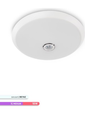 Ack 18W Sensörlü LED Tavan Armatürü 6500 K Beyaz Işık