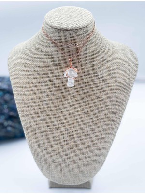 Awdoy Kristal Kuvars Doğal Taş Mantar Kolye