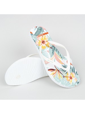 Decathlon Kadın Olaian Tropical Parmak Arası Terlik - Düz Taban Beyaz 39-40 Esnek ve Rahat