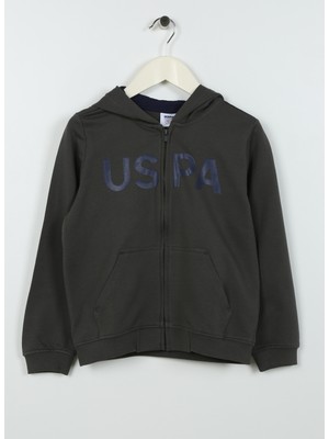 U.S. Polo Assn.  Baskılı Erkek Çocuk Gri Sweatshırt AMATAFIY023