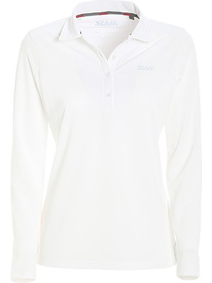 Slam Beyaz Kadın Polo Yaka Regular Fit T-Shirt A908004S00_ACT Ws Ls Tech Pıque Pol