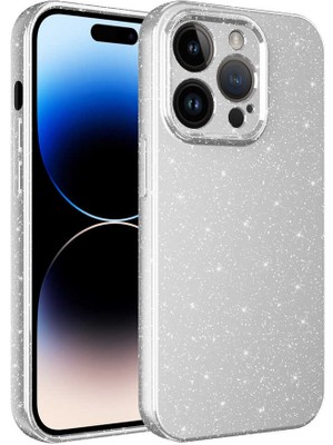 Heptek İletişim Apple iPhone 14 Pro Max Kılıf Kamera Korumalı Simli Renkli Parlak Silikon Kapak (Koton)