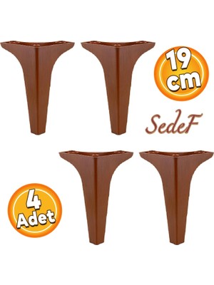 Badem10 Sedef Lüks Mobilya Kanepe Sehpa Tv Ünitesi Koltuk Ayağı 19 cm Ahşap Desenli Baza Ayak 4 Adet