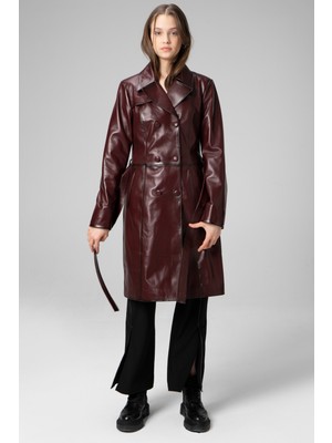 Dericlub WM039 Gerçek Deri Kadın Trençkot