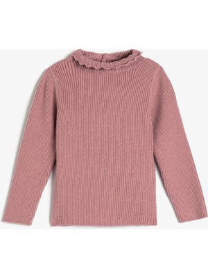 Koton Basic Sweatshirt Dik Işlemeli Yaka Arkadan Düğmeli Uzun Kollu