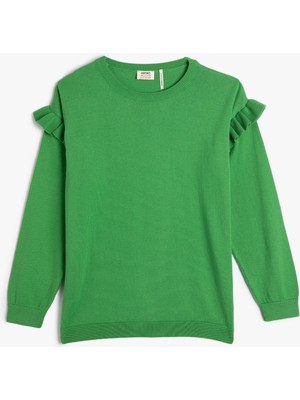 Koton Basic Sweatshirt Fırfır Detaylı Bisiklet Yaka Uzun Kollu