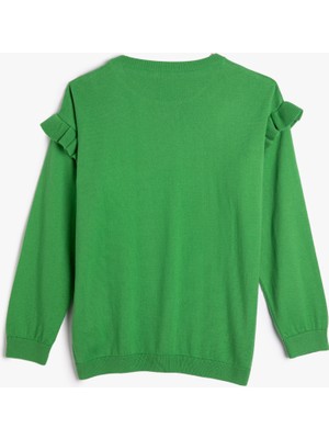 Koton Basic Sweatshirt Fırfır Detaylı Bisiklet Yaka Uzun Kollu