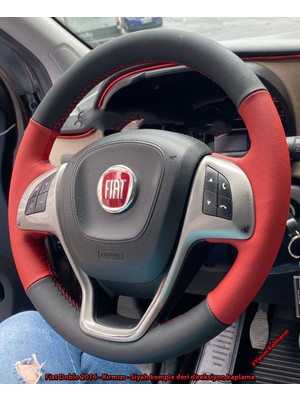 İmza Fiat Doblo 2016 Araca Özel Direksiyon Kılıfı (Kırmızı Siyah)