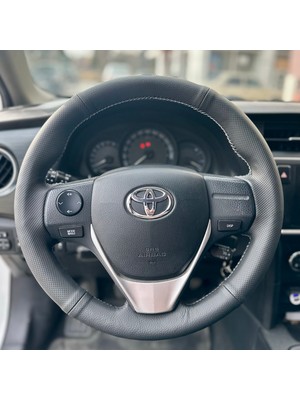 İmza Toyota Corolla 2013-2018 Araca Özel Direksiyon Kılıfı  (Noktalı Düz Gri Dikişli)