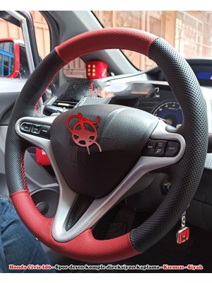 İmza Honda Civic Fd6 Araca Özel Direksiyon Kılıfı (Noktalı Kırmızı)