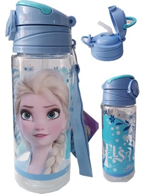 Frocx Kız Çocuk Frozen Matara 500 ml 1 Adet Lisanslı Elsa Karlar Ülkesi Suluk Okul Matarası Öğrenci Suluğu