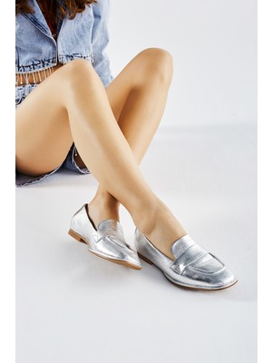 Valmenti Desire Kadın Lame Hakiki Deri Loafer Ayakkabı 33 2509 Bn Ayk Y23