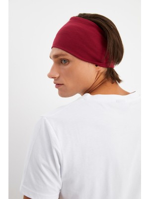 Butikgiz Bordo Erkek Pamuklu Penye, Kaymaz, Ultra Hafif, Spor Geniş Saç Bandı Bandana Buff