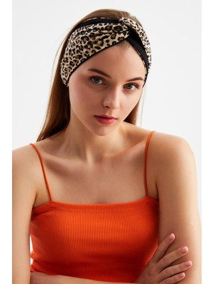 Butikgiz Leopar-Siyah  Kadın Trend Style Pamuklu Penye, Kaymaz, Yumuşak, Esnek, Saç Bandı Bandana