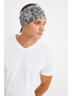 Butikgiz Gri Erkek Pamuklu Penye, Kaymaz, Ultra Hafif, Spor Geniş Saç Bandı Bandana Buff