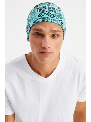 Butikgiz Turquaz Erkek Pamuklu Penye, Kaymaz, Ultra Hafif, Spor Geniş Saç Bandı Bandana Buff