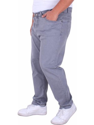 Starbattal Büyük Beden Erkek Kot Pantolon Power Lycra Gri Boru Paça Model 11900