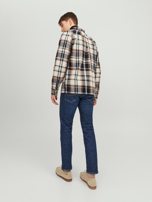 Jack & Jones Uzun Kollu Beyaz-Lacivert Erkek Gömlek 12235986