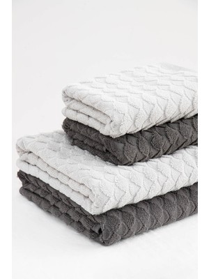 Ecocotton Green Black Aymira Aile Bornoz Seti 10 Parça %100 Pamuk Air Twist Gri-Antrasit