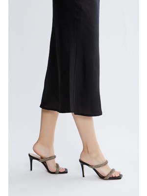 Valmenti Raina Kadın Siyah Hakiki Deri Topuklu Terlik 613 26511 Bn Trlk Y23