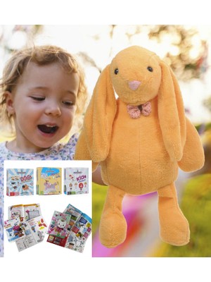 Uyku Arkadaşım Papyonlu Uzun Kulak 65 cm Peluş Tavşan ve Eğitici Eğlenceli Etkinlik Seti