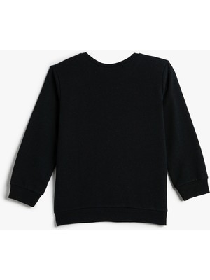 Koton Sweatshirt Şardonlu Bisiklet Yaka Uzay Temalı Baskılı Pamuklu