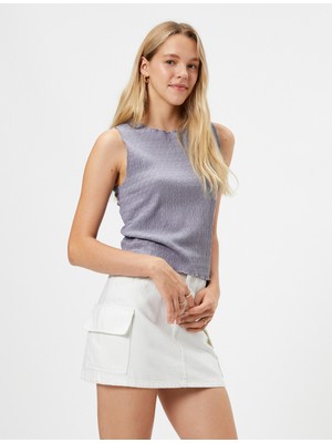 Koton Crop Atlet Slim Fit Dokulu Kolsuz