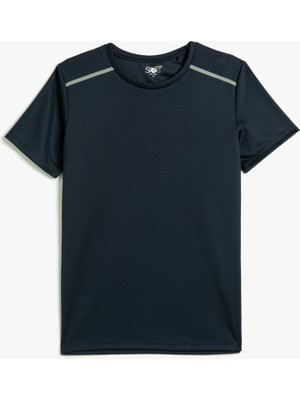 Koton Basic Spor Tişört Reflektör Baskılı Bisiklet Yaka Kısa Kollu