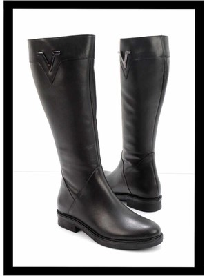 Bambi Siyah Hakiki Deri Kadın Çizme K03531269303