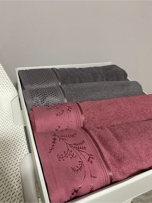 Özdilek Ditsy Mürdüm - Antrasit Best Set Hamam Takımı