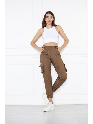 Kadın Jogger Rahat Kalıp Paça Lastikli Gabardin Pantolon