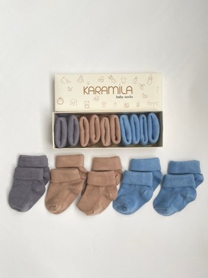 Karamila 5'li Erkek Set Bebek Bambu Çorap - Baby Bamboo Socks - Yenidoğan Çorap