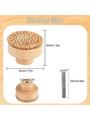 Basto 6x Rattan Çekme Knobs Dolap Kapısı Dekoratif Için Modern Ahşap Tek (Yurt Dışından)