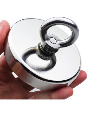 100 mm Çap Güçlü Halkalı Neodyum Pot Mıknatıs - Fishing Magnet Kanca Kurtarma Mıknatısı