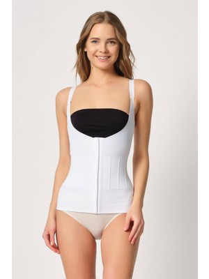 Emay Beyaz Balenli Agraflı Göğsü Açık Atlet Lazer Korse