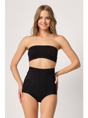 Emay Siyah Karın Balen Destekli Slip Lazer Korse