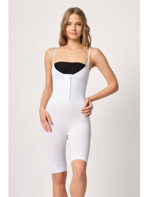 Emay Beyaz Ön Agraflı Göğsü Açık Paçalı Boy Korse