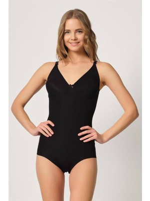 Emay Siyah Balenli Double Boy Slip Lazer Korse