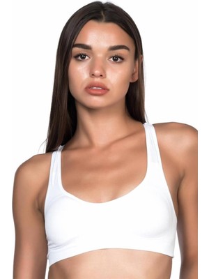 Emay Beyaz Dikişsiz Pedli Sporcu Toparlayıcı Sütyen