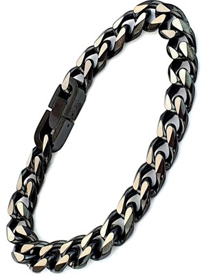 Ose Shop Siyah Rodajli 316L Çelik Çift Taraflı kullanılabilir Erkek Bileklik