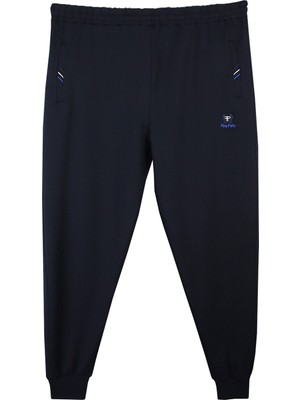 Maruf Shop Erkek Büyük Beden Siyah Ribanalı Eşofman Alt 2 Iplik Mevsimlik %74 Pamuk