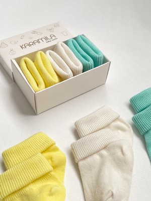 Karamila 3'lü Set Bebek Bambu Çorap -Baby Bamboo Socks - Yenidoğan Çorap