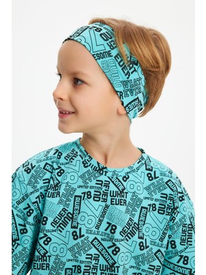 Babygiz Turquaz Erkek Çocuk Pamuklu Penye Oversize Gri T-Shirt Bandana 2'li Takım