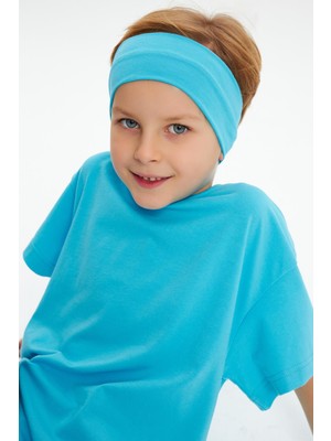 Babygiz Aqua-Aqua Erkek Çocuk Pamuklu Penye Oversize Aqua T-Shirt Bandana İkili Takım