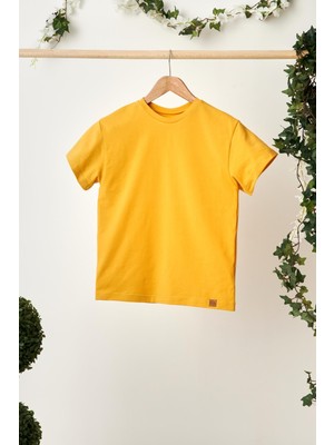 Babygiz Hardal Kız Çocuk Kısa Kollu Bisiklet Yaka Terletmez, Rahat Pamuklu Penye T-Shirt