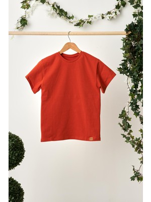 Babygiz Kiremit Kız Çocuk Kısa Kollu Bisiklet Yaka Terletmez, Rahat Pamuklu Penye T-Shirt