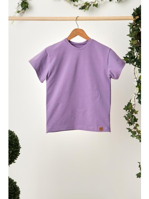 Babygiz Lila Erkek Çocuk Kısa Kollu Bisiklet Yaka Terletmez, Rahat Pamuklu Penye T-Shirt