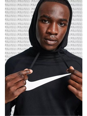 Nike Therma Fit Pullover Hoodie Big Swoosh Kapüşonlu Termal Siyah Erkek Sweatshirt