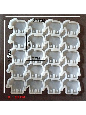 Hobiflex Epoksi Reçine Silikon Kalıp Çoklu Fil Modeli Magnet  Silikon Kalıp Yirmili HB470170